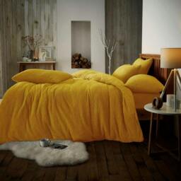 Rackhams Teddy Plain Duvet Cover and Pillowcase Set - Ochre - Single (135cm x 200cm)