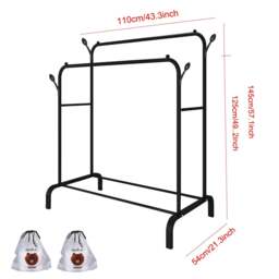 Rackhams Heavy Duty Double Clothes Rail Hanging Rack Garment Display Stand Shoes Storage - 110*54*145CM - Black - metal - thumbnail 2