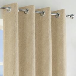 "Rackhams Natural Herringbone Jacquard Blackout Eyelet Curtains - Bedroom & Living Room - 46"" (117cm) Width x 54"" (137cm) Drop" - thumbnail 2