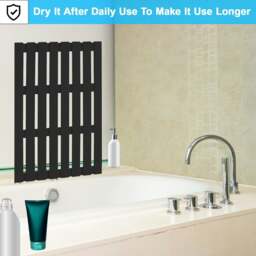 Rackhams Bamboo Bathroom Duckboard Board Bath Shower For Bathroom Showers Bathtubs Floors Anti Slip Bath Mat (Black) - 1 - Black - Bamboo - thumbnail 6
