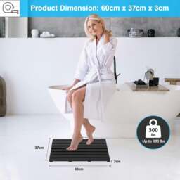 Rackhams Bamboo Bathroom Duckboard Board Bath Shower For Bathroom Showers Bathtubs Floors Anti Slip Bath Mat (Black) - 1 - Black - Bamboo - thumbnail 3