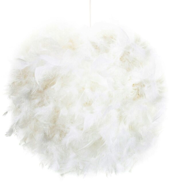 Rackhams Contemporary and Unique Large White Real Feather Decorated Pendant Light Shade - image 1