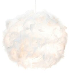 Rackhams Contemporary and Unique Large White Real Feather Decorated Pendant Light Shade - thumbnail 2