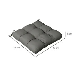 Rackhams 4-Piece Seat Cushion Pillows Replacement, Patio Chair Cushions Set with Ties for Indoor Outdoor, Charcoal Grey - thumbnail 3