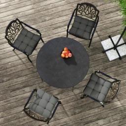 Rackhams 4-Piece Seat Cushion Pillows Replacement, Patio Chair Cushions Set with Ties for Indoor Outdoor, Charcoal Grey - thumbnail 6