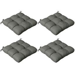 Rackhams 4-Piece Seat Cushion Pillows Replacement, Patio Chair Cushions Set with Ties for Indoor Outdoor, Charcoal Grey - thumbnail 1