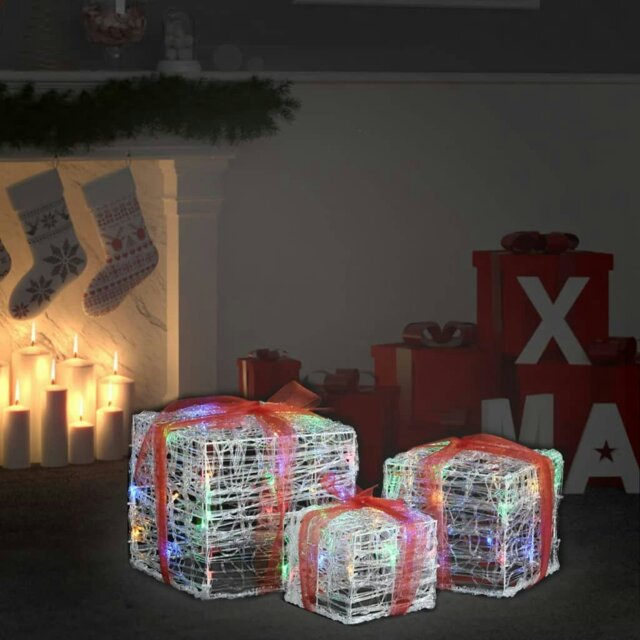 Rackhams Decorative Acrylic Christmas Gift Boxes 3 pcs Colourful