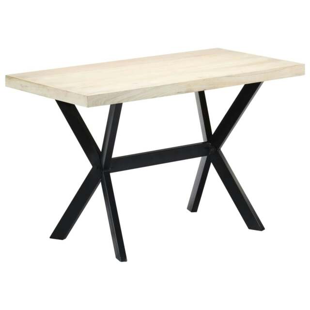 Rackhams Dining Table White 120x60x75 cm Solid Mango Wood