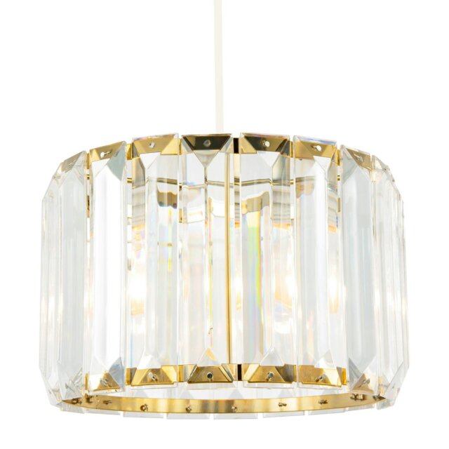 Rackhams Contemporary Easy Fit Gold Pendant Shade with Clear Acrylic Rectangular Rods - image 1