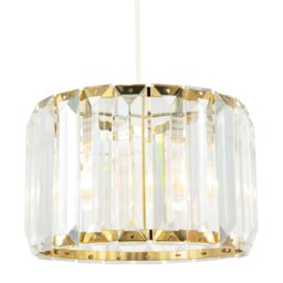 Rackhams Contemporary Easy Fit Gold Pendant Shade with Clear Acrylic Rectangular Rods