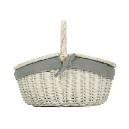 Rackhams Whitewash Finish Oval Wicker Shopping Basket - Unlined - thumbnail 6