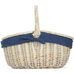 Rackhams Whitewash Finish Oval Wicker Shopping Basket - Unlined - thumbnail 5