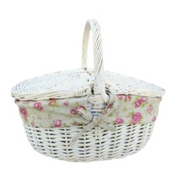 Rackhams Whitewash Finish Oval Wicker Shopping Basket - Unlined - thumbnail 2