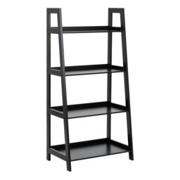Rackhams Wally Bookcase with 4 Shelves in Black - 1 - Black - Wood