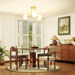 Rackhams Light Fixture with 3-Light Globe Shades, Modern Ceiling Light, Gold - 1 - Metal, plastic - Gold tone - thumbnail 1