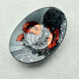 Rackhams Oval Glass Bowl – Wild Poppy Design (Handmade Decorative Centrepiece) - thumbnail 2