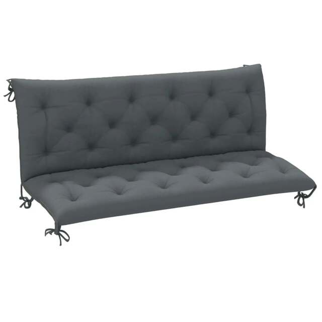 Rackhams 3 Seater Bench Cushion, Garden Chair Cushion with Back and Ties for Indoor and Outdoor Use, 98 x 150 cm, Dark Grey - image 1