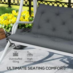 Rackhams 3 Seater Bench Cushion, Garden Chair Cushion with Back and Ties for Indoor and Outdoor Use, 98 x 150 cm, Dark Grey - thumbnail 4