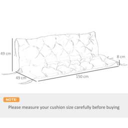 Rackhams 3 Seater Bench Cushion, Garden Chair Cushion with Back and Ties for Indoor and Outdoor Use, 98 x 150 cm, Dark Grey - thumbnail 3