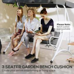 Rackhams 3 Seater Bench Cushion, Garden Chair Cushion with Back and Ties for Indoor and Outdoor Use, 98 x 150 cm, Dark Grey - thumbnail 6