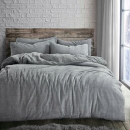 Rackhams Plain Teddy Fluffy and Warm Fleece Duvet Cover Set - Red - Super King - thumbnail 2