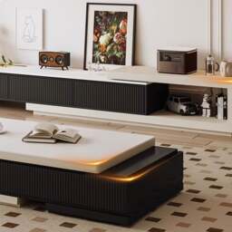 Rackhams Bonnie TV Stand Set With Coffee Table, Black & White - No Coffee Table - thumbnail 4