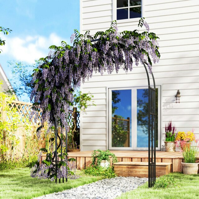 Rackhams Steel Garden Arch, 2.2m High x 1.5m Wide Metal Garden Trellis Black - Black - Steel - 150W x 40D x 223H cm