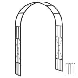 Rackhams Steel Garden Arch, 2.2m High x 1.5m Wide Metal Garden Trellis Black - Black - Steel - 150W x 40D x 223H cm - thumbnail 2