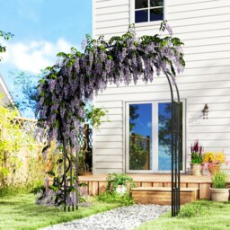 Rackhams Steel Garden Arch, 2.2m High x 1.5m Wide Metal Garden Trellis Black - Black - Steel - 150W x 40D x 223H cm - thumbnail 1