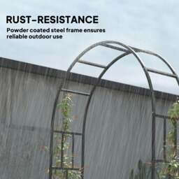 Rackhams Steel Garden Arch, 2.2m High x 1.5m Wide Metal Garden Trellis Black - Black - Steel - 150W x 40D x 223H cm - thumbnail 3