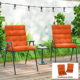 Rackhams 2pc Outdoor Seat Cushion with Backrest, Ties, for Garden, Beige - Orange - Polyester - Modern - thumbnail 1