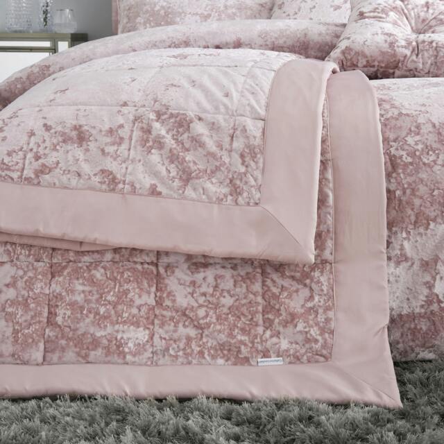 Rackhams Crushed Velvet Bedspread - Pink - 220x220cm - image 1