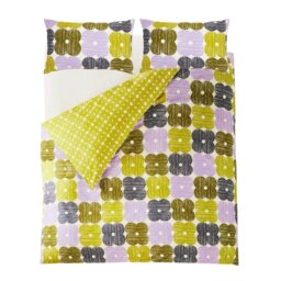 Rackhams Textured Flower Lilac-Moss Duvet Cover Set - Green - Cotton - Super King - thumbnail 3