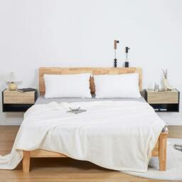 Rackhams Floating Bedside Table Set of 2, Wall Mounted Bedside Cabinet with Drawer and Open Shelf, Modern Nightstand for Bedroom, 46 x 30 x 30 cm, Oak Tone - thumbnail 6