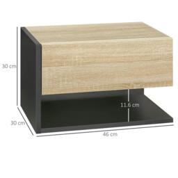 Rackhams Floating Bedside Table Set of 2, Wall Mounted Bedside Cabinet with Drawer and Open Shelf, Modern Nightstand for Bedroom, 46 x 30 x 30 cm, Oak Tone - thumbnail 3