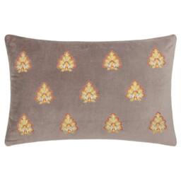 Rackhams Rennes Embroidered Cushion Cover - Taupe - 60cm x 40cm - Taupe - 100% Cotton