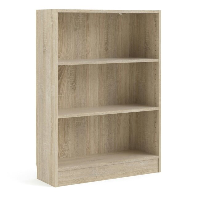 Rackhams Basic Low Wide Bookcase (2 Shelves) in Oak - Oak - Wood - 1 - image 1