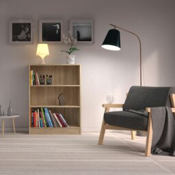 Rackhams Basic Low Wide Bookcase (2 Shelves) in Oak - Oak - Wood - 1 - thumbnail 5