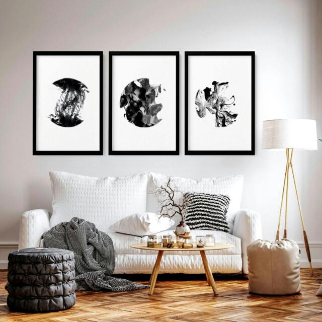 Rackhams Minimalistic wall art - set of 3 wall art prints - A2 16.54 x 23.39 in / 42 x 59.4 cm - Satin Photo paper 280 gsm - Oak Frame - image 1