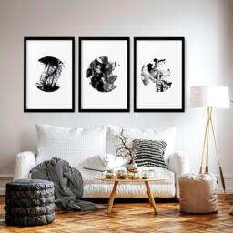 Rackhams Minimalistic wall art - set of 3 wall art prints - A2 16.54 x 23.39 in / 42 x 59.4 cm - Satin Photo paper 280 gsm - Oak Frame