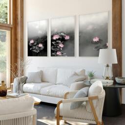 Rackhams Living Room Canvas Art - Set of 3 Asian Inspired Wall art Prints - 16 x 22 inches / 40.65 cm x 56 cm - Polyester Canvas 260 gsm - Canvas wrapped - thumbnail 6