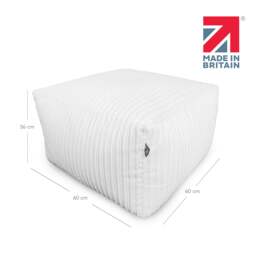 Rackhams Indoor Large Ottoman Pouffe - Jumbo Cord Bean Bag Footstool - Ivory - thumbnail 3