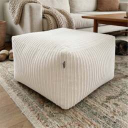 Rackhams Indoor Large Ottoman Pouffe - Jumbo Cord Bean Bag Footstool - Ivory - thumbnail 1