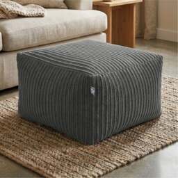 Rackhams Indoor Large Ottoman Pouffe - Jumbo Cord Bean Bag Footstool - Ivory - thumbnail 2
