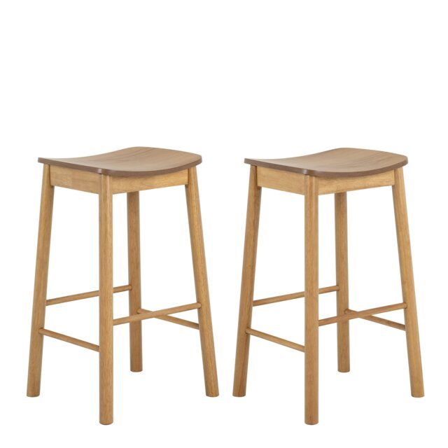 Rackhams Barlow Bar Stool Without Back in Matt Oak Set of 2 - 1 - image 1
