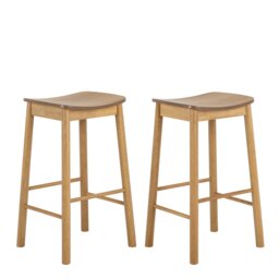 Rackhams Barlow Bar Stool Without Back in Matt Oak Set of 2 - 1 - thumbnail 1