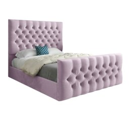 Rackhams Novara Upholstered Soft Velvet Bed Frame - Pink - Pink - Double - thumbnail 5