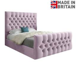 Rackhams Novara Upholstered Soft Velvet Bed Frame - Pink - Pink - Double - thumbnail 6