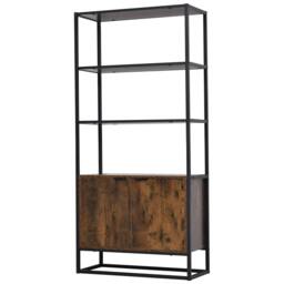 Rackhams Industrial Bookshelf, Storage Shelf, Large Bookcase with 3 Open Shelves, Multifunctional Rack for Living Room, Office, Rustic Brown and Black - thumbnail 1