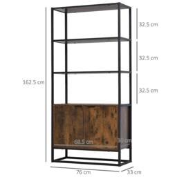 Rackhams Industrial Bookshelf, Storage Shelf, Large Bookcase with 3 Open Shelves, Multifunctional Rack for Living Room, Office, Rustic Brown and Black - thumbnail 3